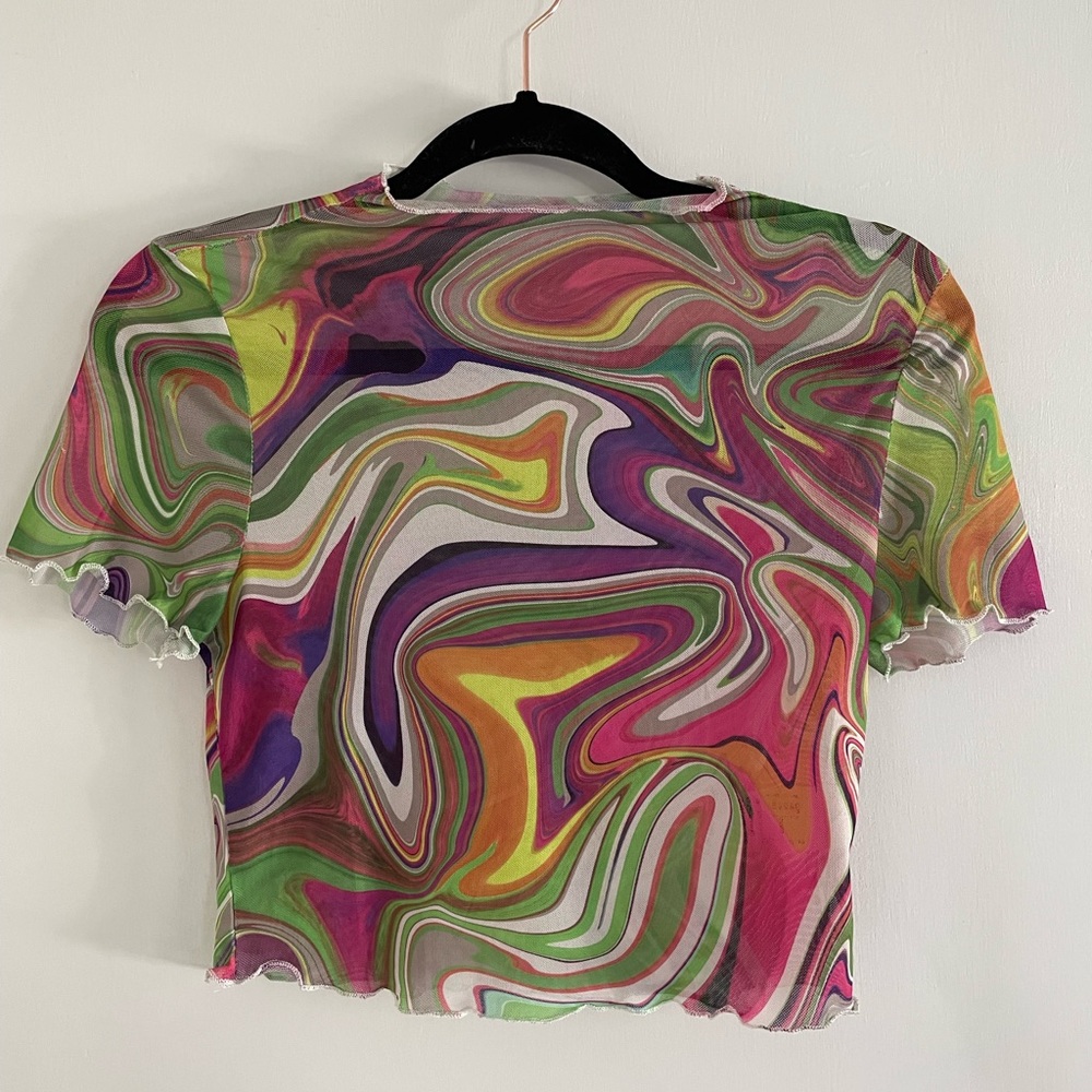 Rainbow Marble Mesh Crop Top